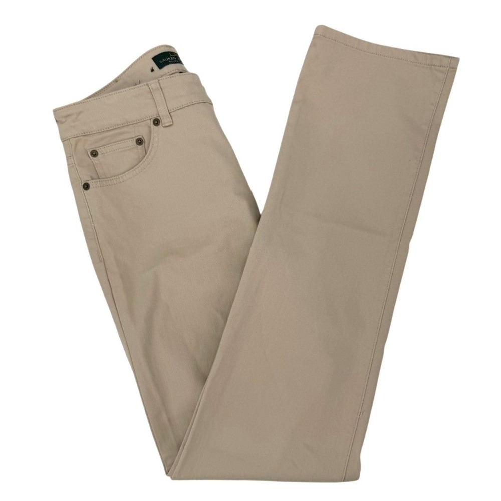 Lauren Ralph Lauren Womens 8 Heritage Jean Khaki Tan Straight‎ Leg Classic Pants